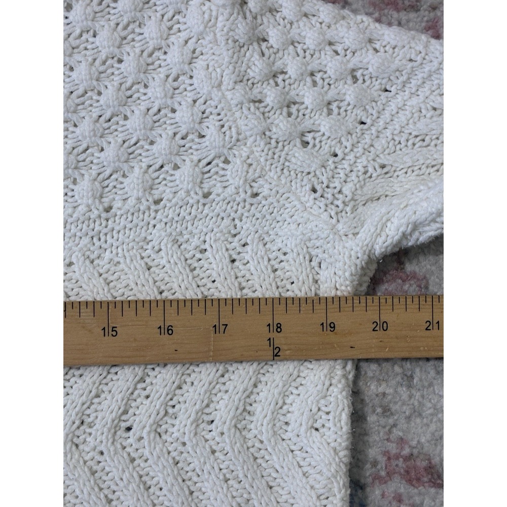 Fisherman Cable Knit Crewneck Cropped Women's Chunky Knit Sweater Size Small - Picture 4 of 7